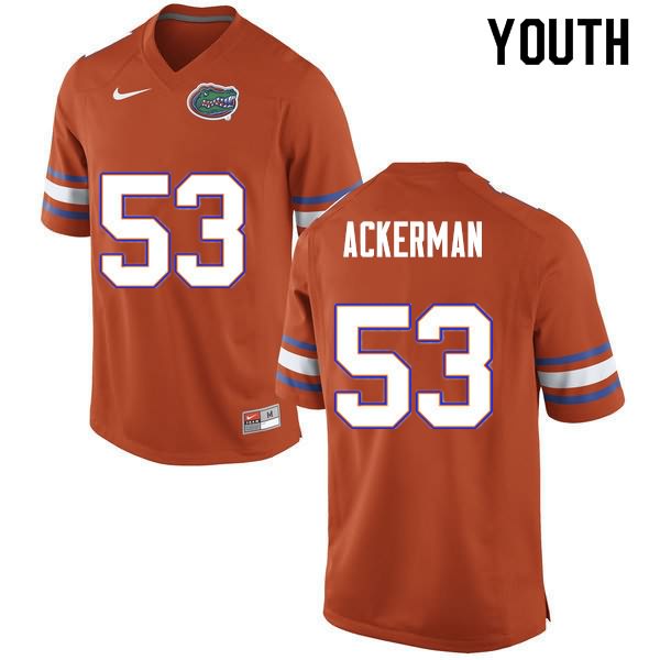 NCAA Florida Gators Brendan Ackerman Youth #53 Nike Orange Stitched Authentic College Football Jersey XES1664AO